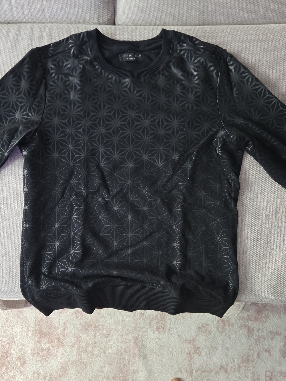 Black Geometric Crewneck Sweater - INIMIGO